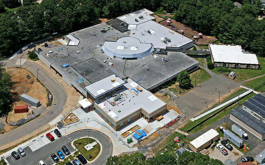 Aerial view of Cherry Run Elementary School during renovation.