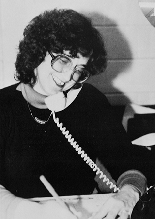 Black and white photograph of Margaret Linscott from Cherry Run’s 1984 to 1985 yearbook.